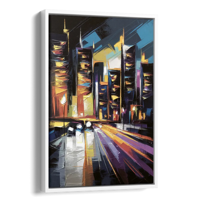 Plano Nightlife Glow Side - White Canvas Wall Art