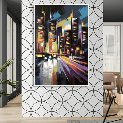 Plano Nightlife Glow Sitting Room - White Canvas Wall Art