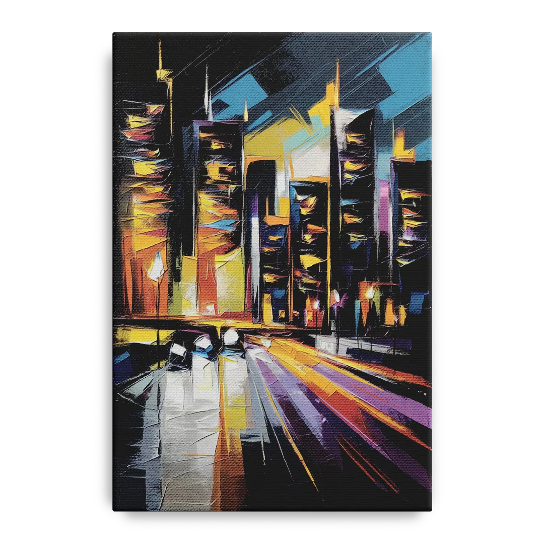 Plano Nightlife Glow Front - Canvas Wall Art