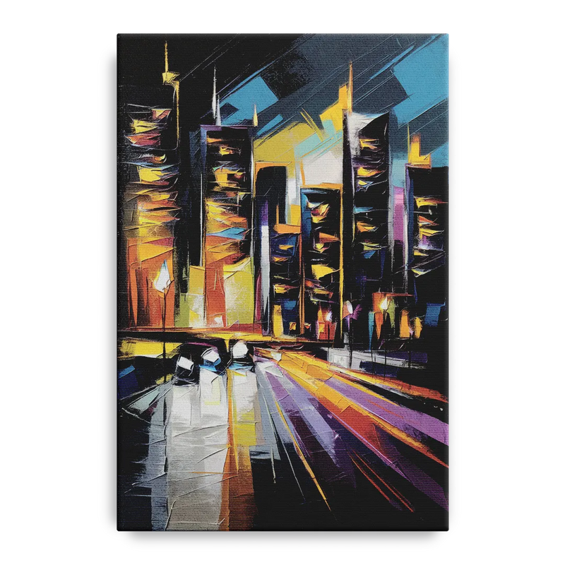 Plano Nightlife Glow Front - Canvas Wall Art