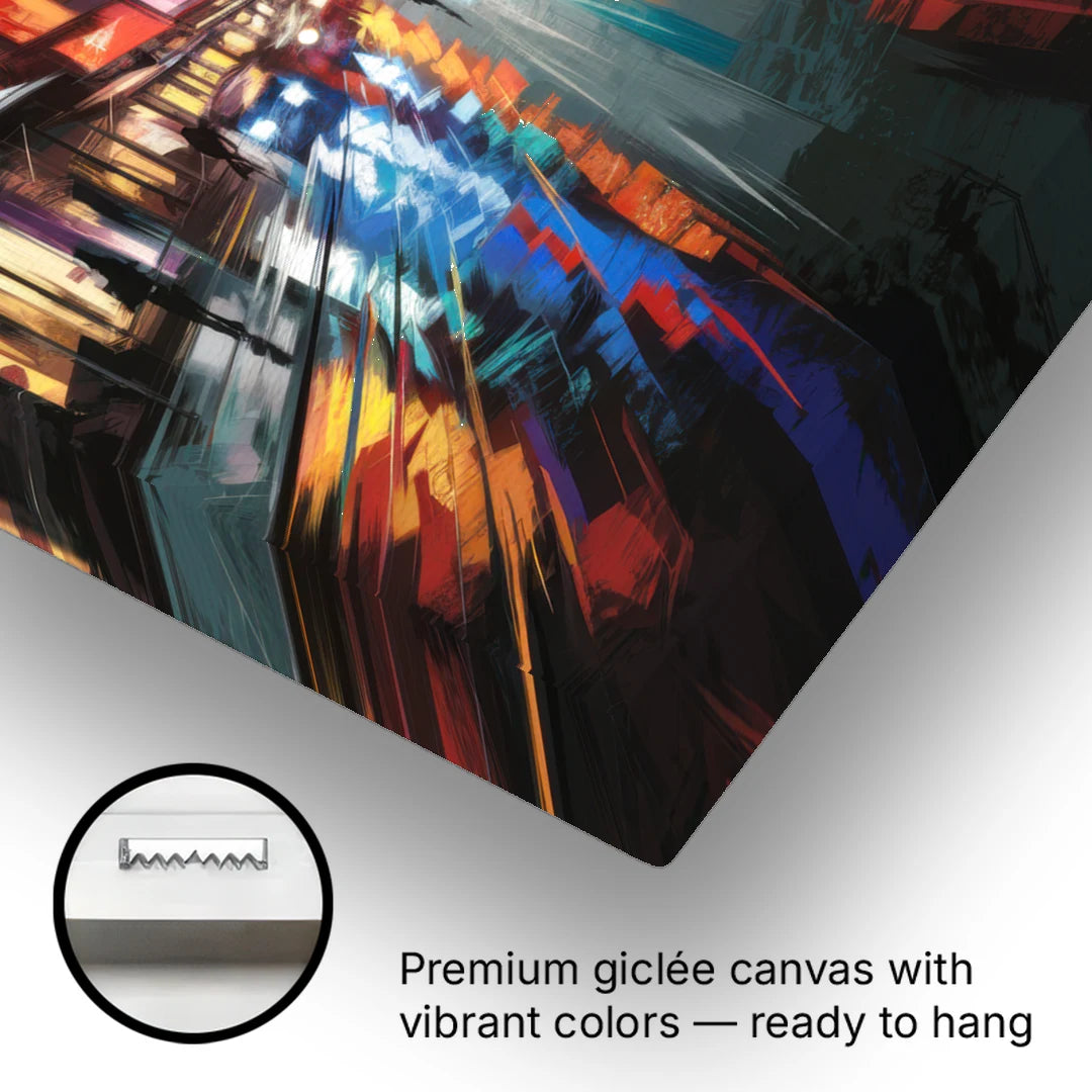 Plano Nightlife Glow Neon - Canvas Wall Art - Gallery Wrap Corner