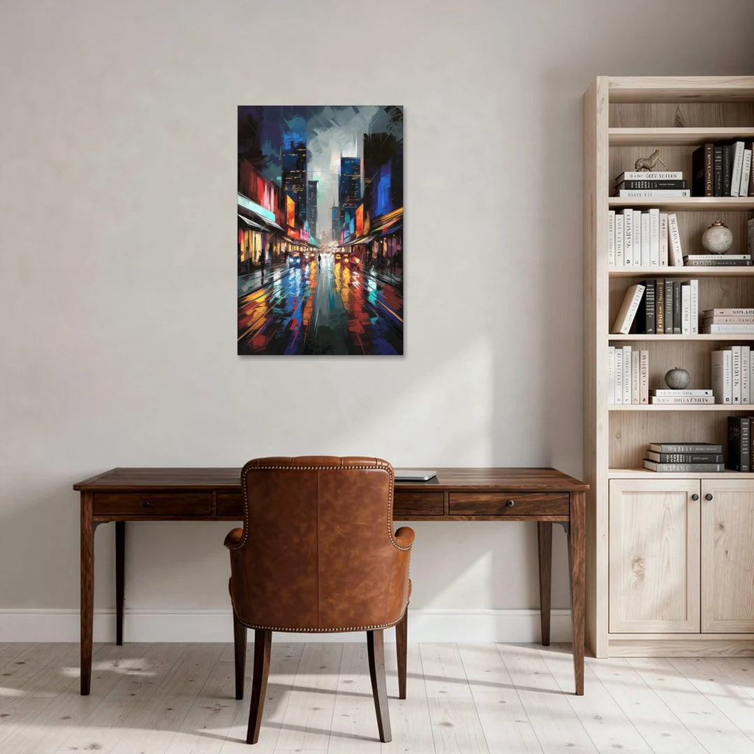 Plano Nightlife Glow Neon - Canvas Wall Art - Office - 24x36
