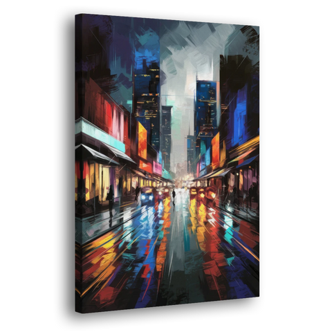 Plano Nightlife Glow Neon - Canvas Wall Art - Side