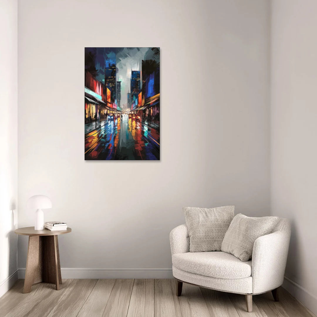 Plano Nightlife Glow Neon - Canvas Wall Art - Sofa - 24x36