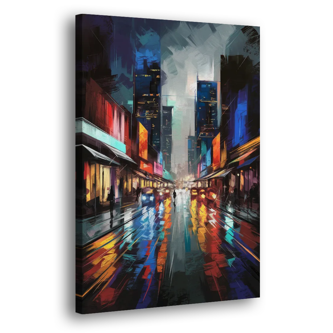 Plano Nightlife Glow Neon Side - Canvas Wall Art