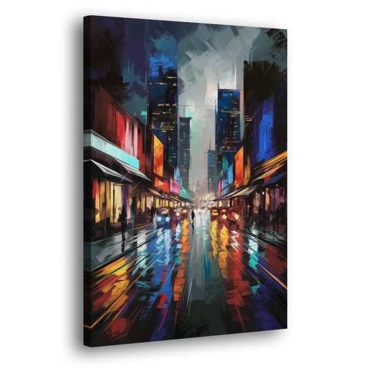Plano Nightlife Glow Neon Side - Canvas Wall Art