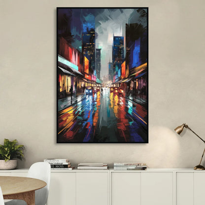 Plano Nightlife Glow Neon Sitting Room - Black Canvas Wall Art