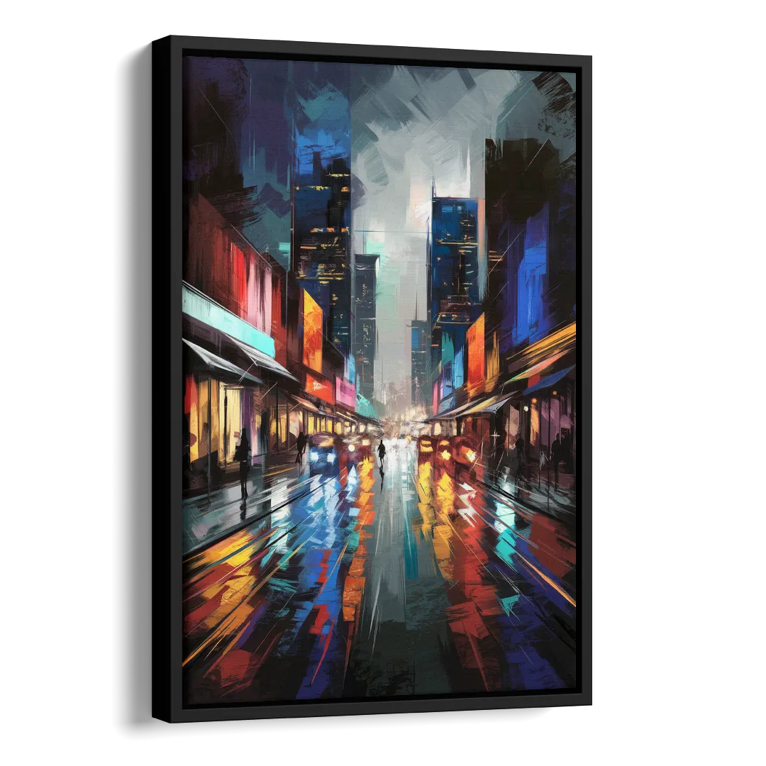 Plano Nightlife Glow Neon Side - Black Canvas Wall Art