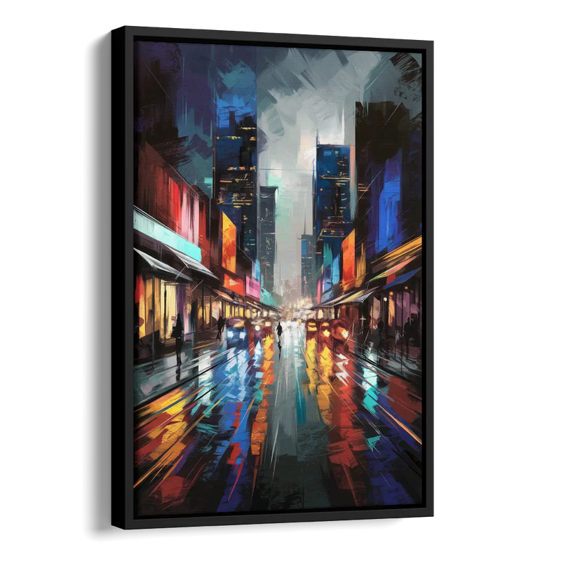 Plano Nightlife Glow Neon Side - Black Canvas Wall Art