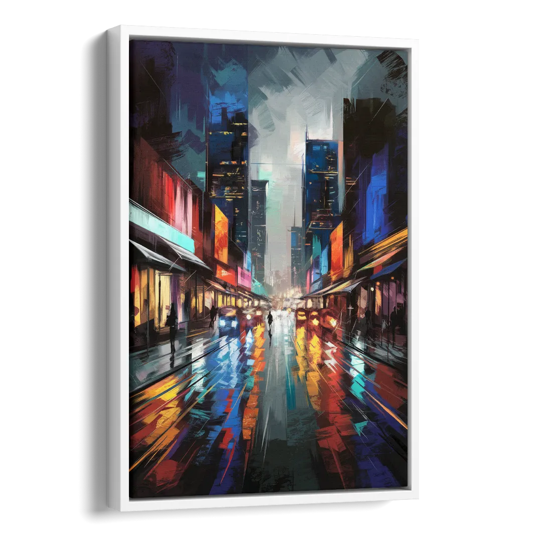 Plano Nightlife Glow Neon Side - White Canvas Wall Art