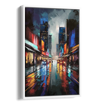Plano Nightlife Glow Neon Side - White Canvas Wall Art