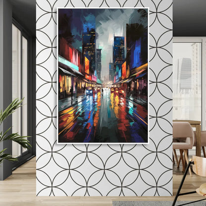 Plano Nightlife Glow Neon Living Room - White Canvas Wall Art