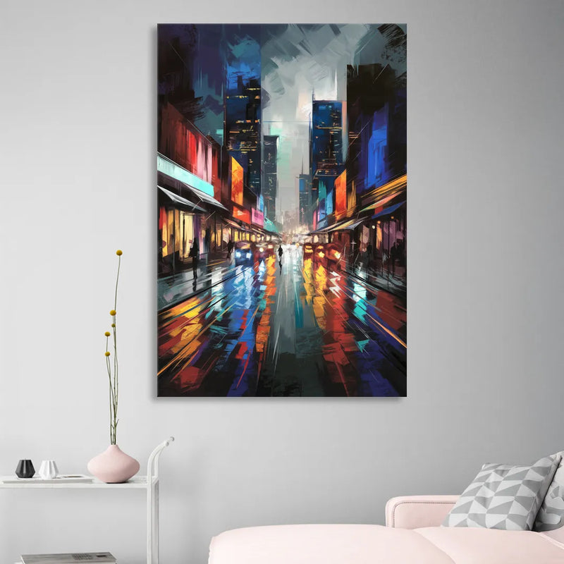 Plano Nightlife Glow Neon Living Room - Canvas Wall Art