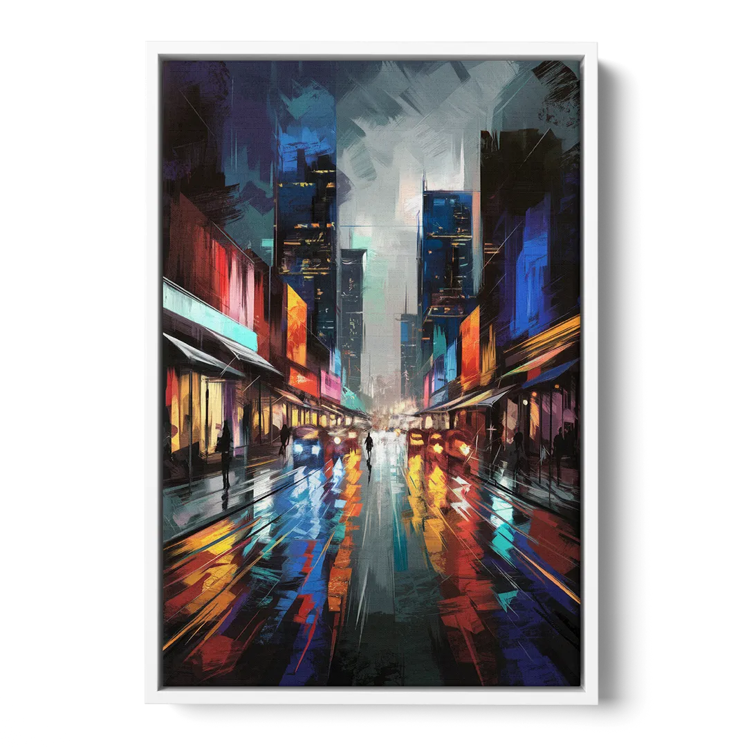 Plano Nightlife Glow Neon Front - White Canvas Wall Art