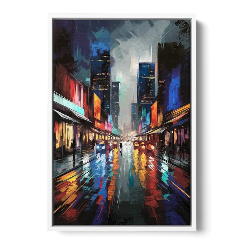 Plano Nightlife Glow Neon Front - White Canvas Wall Art