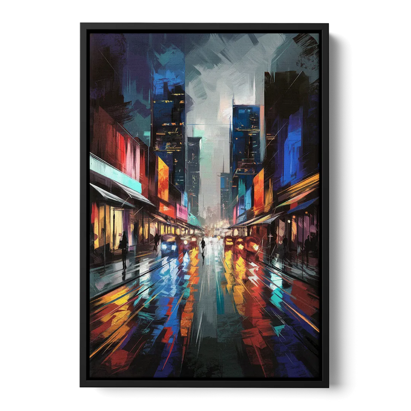 Plano Nightlife Glow Neon Front - Black Canvas Wall Art