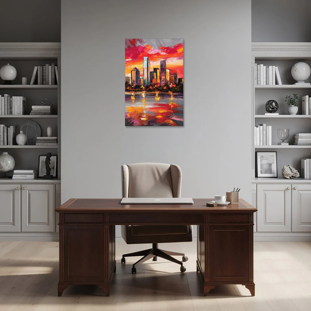 Plano Skyline Sunset - Canvas Wall Art - Office - 24x36
