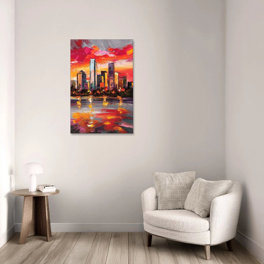 Plano Skyline Sunset - Canvas Wall Art - Sofa - 24x36