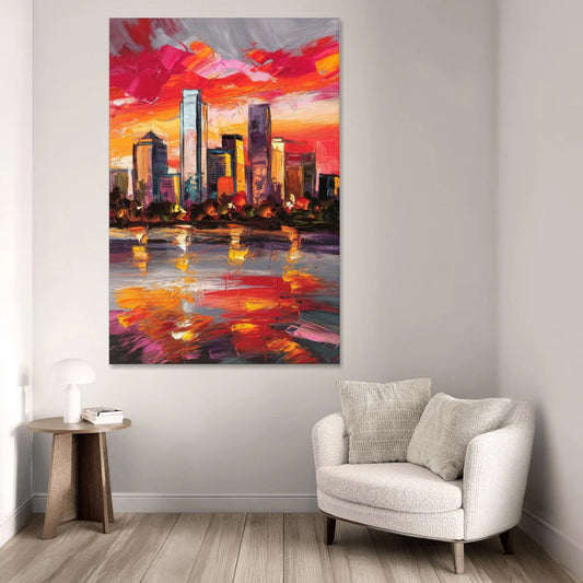 Plano Skyline Sunset - Canvas Wall Art - Sofa - 40x60