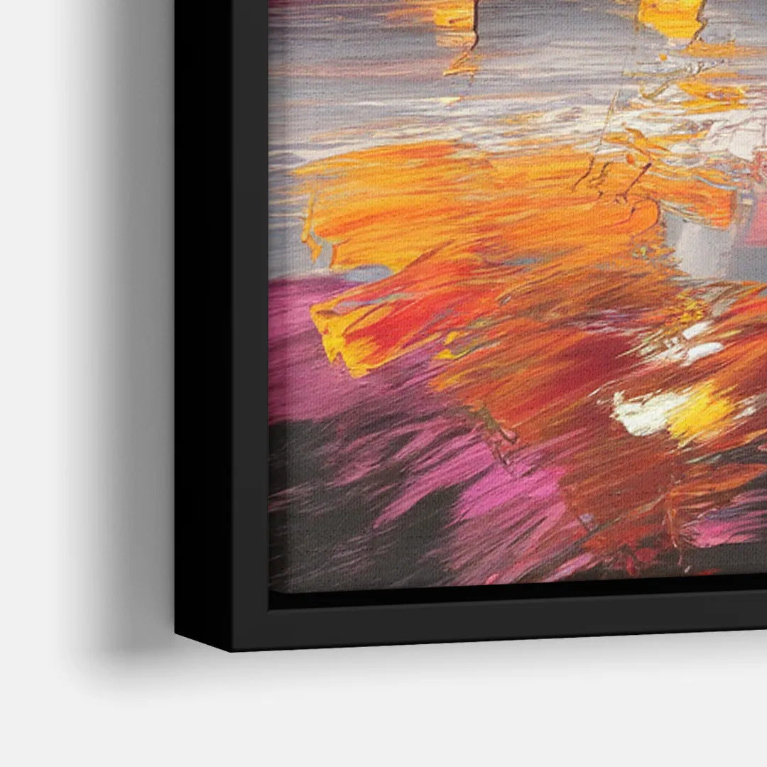 Plano Skyline Sunset - Close-Up Black Frame Canvas