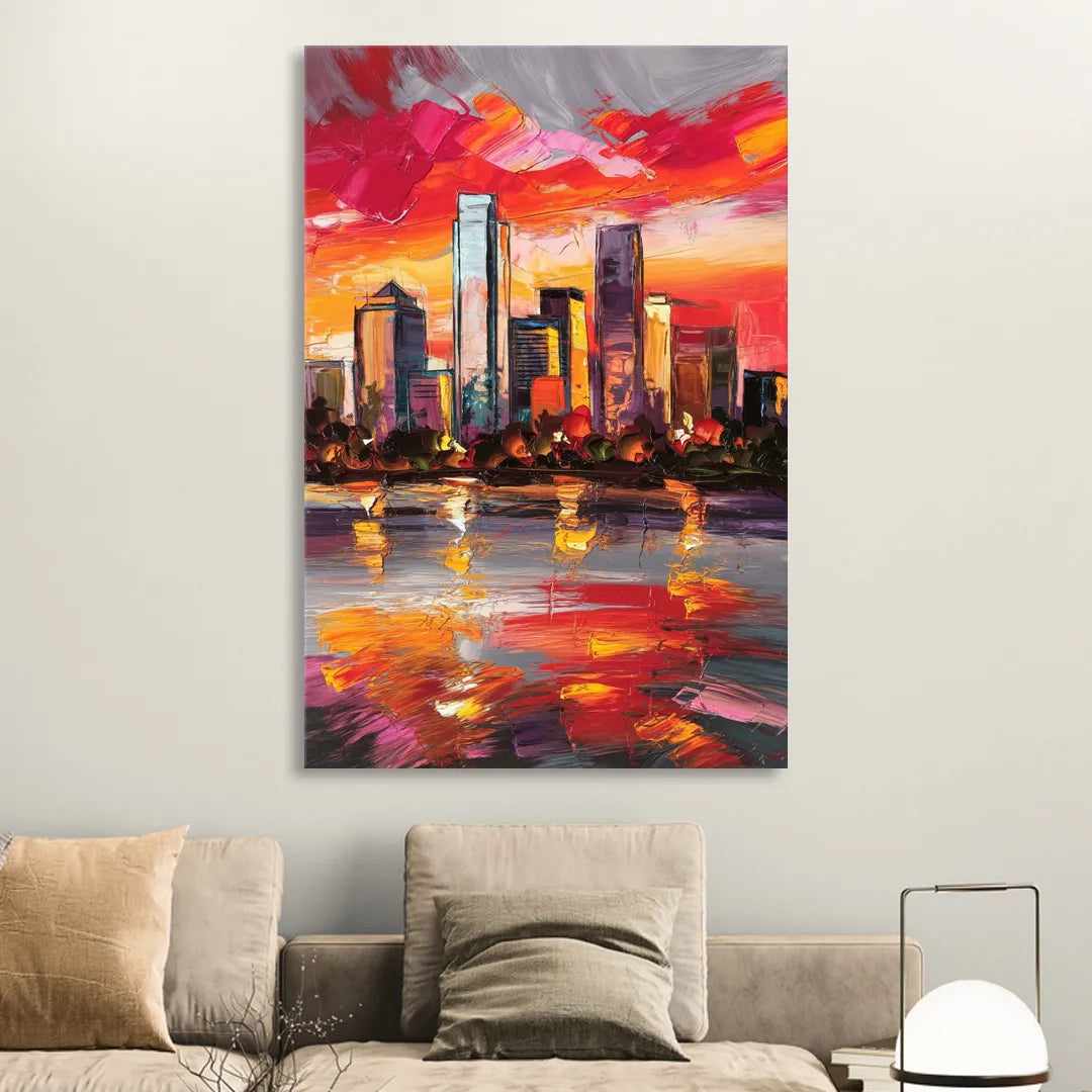 Plano Skyline Sunset Living Room - Canvas Wall Art