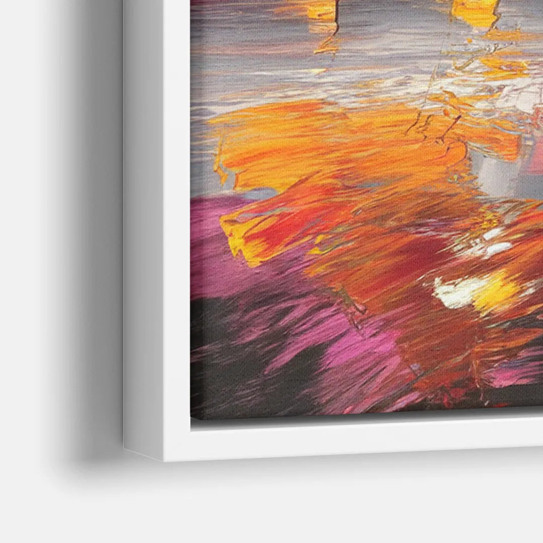 Plano Skyline Sunset - Close-Up White Frame Canvas