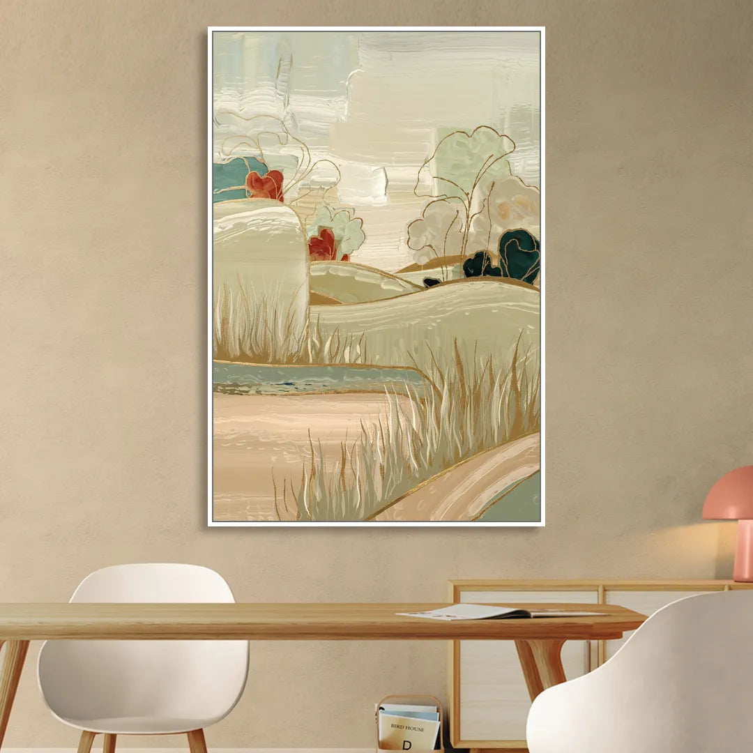 Plano Suburban Charm Living Room - White Canvas Wall Art