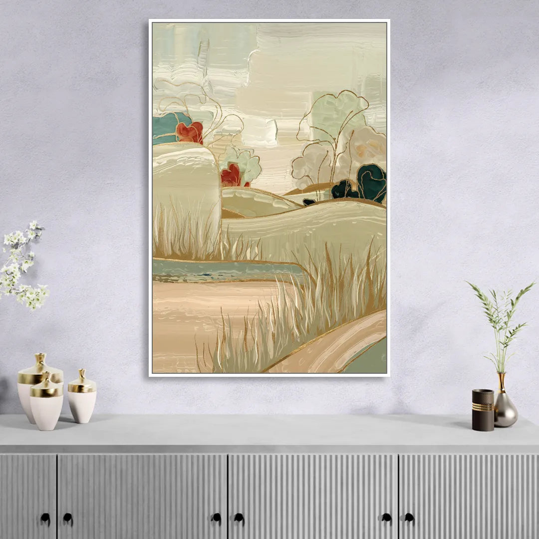 Plano Suburban Charm Sitting Room - White Canvas Wall Art