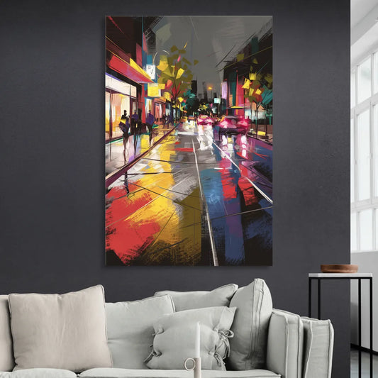 Plano Vibrant Streets Living Room - Canvas Wall Art