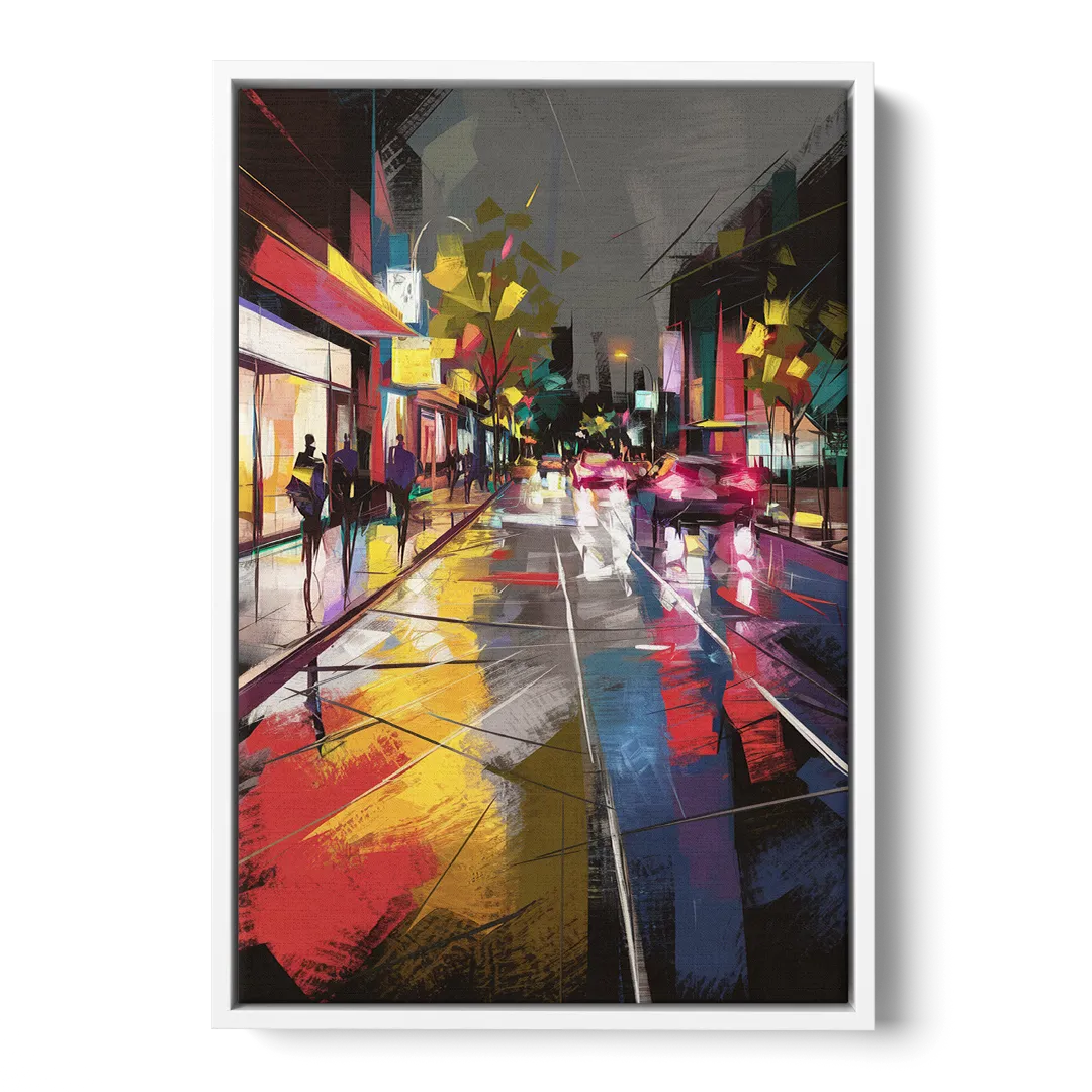 Plano Vibrant Streets Front - White Canvas Wall Art