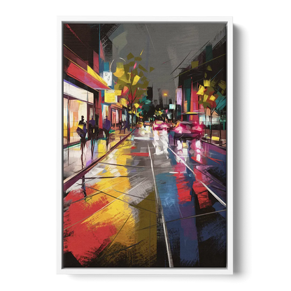 Plano Vibrant Streets Front - White Canvas Wall Art