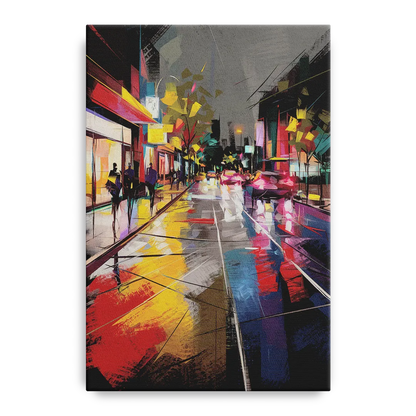 Plano Vibrant Streets Front - Canvas Wall Art
