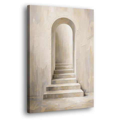 Plaster Archway with Five Steps Rising to Light - Canvas Wall Art - Side