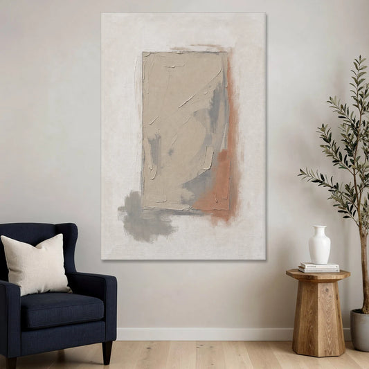 Plaster Texture Wall Art with Terracotta Shadow - Canvas Wall Art - Sofa - 40x60