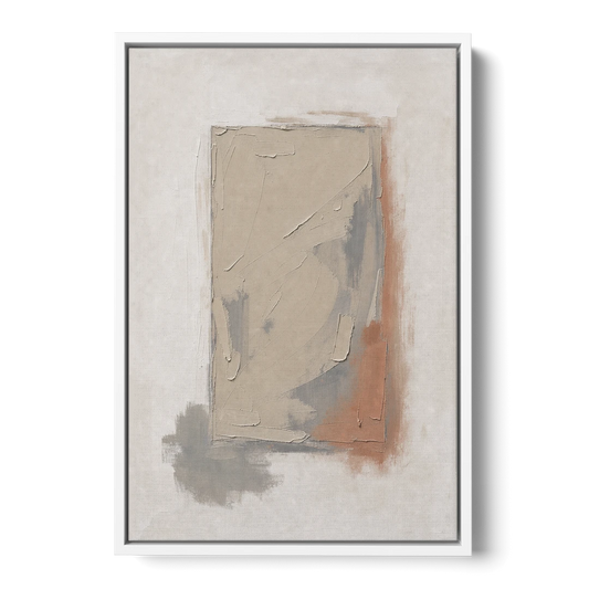 Plaster Texture Wall Art with Terracotta Shadow - White Framed Canvas Wall Art - Front