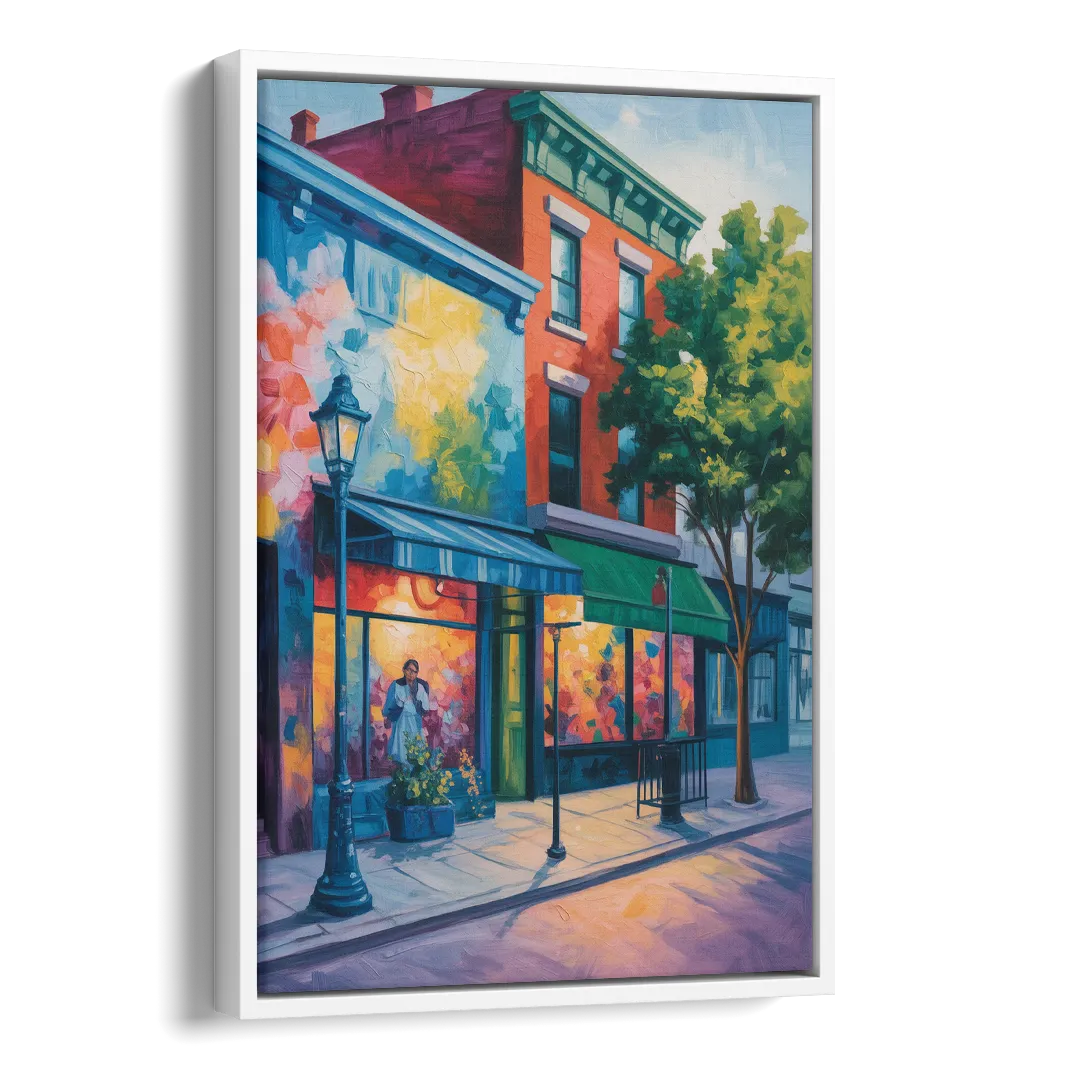 Plateau Mont Royal Murals Side - White Canvas Wall Art