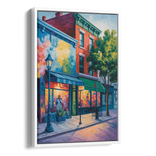 Plateau Mont Royal Murals Side - White Canvas Wall Art