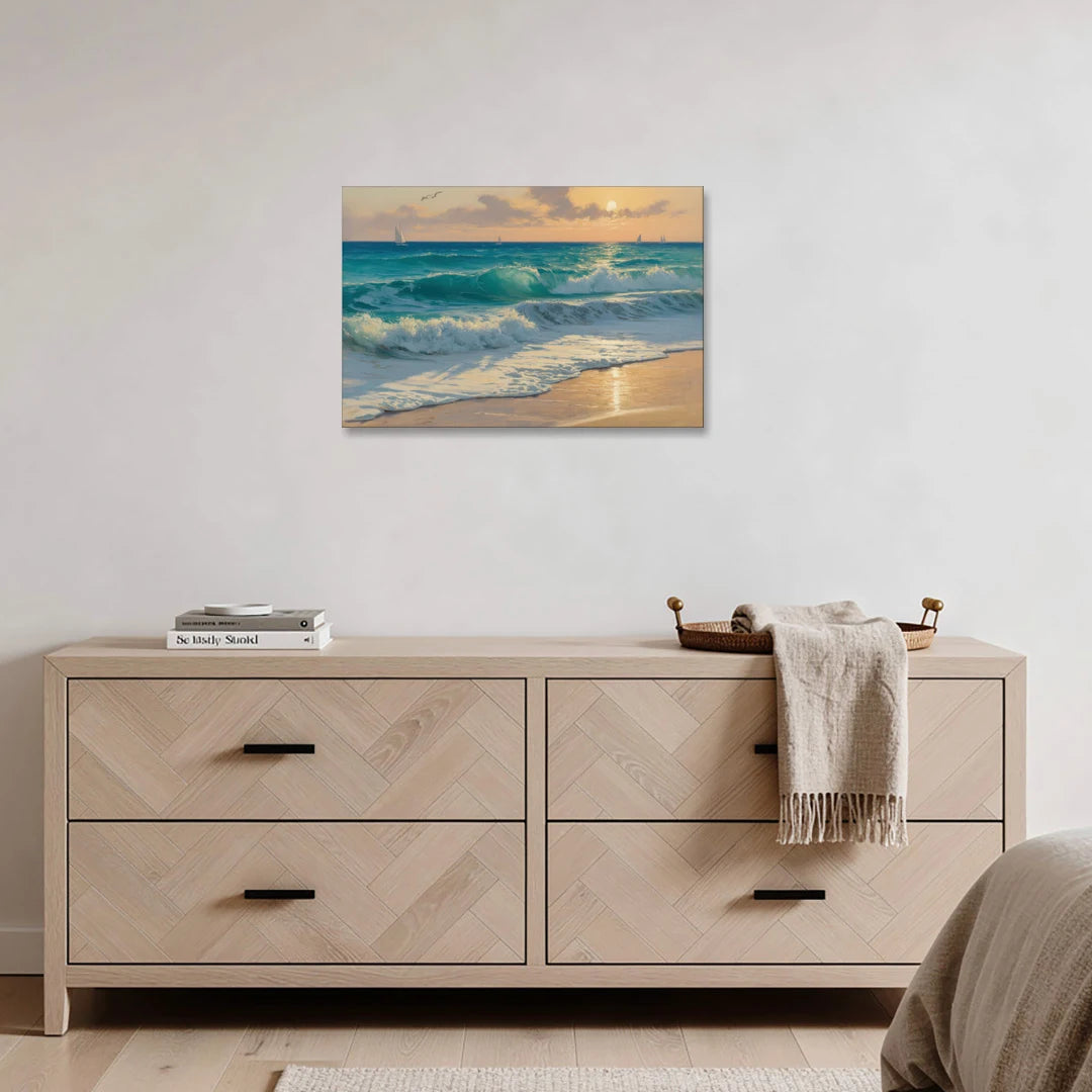 Playa Chac Mool Waves - Canvas Wall Art - Coffee Table - 30x20