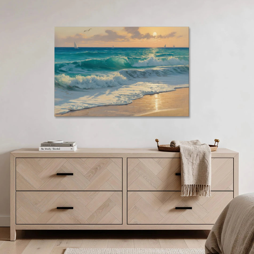 Playa Chac Mool Waves - Canvas Wall Art - Coffee Table - 48x32
