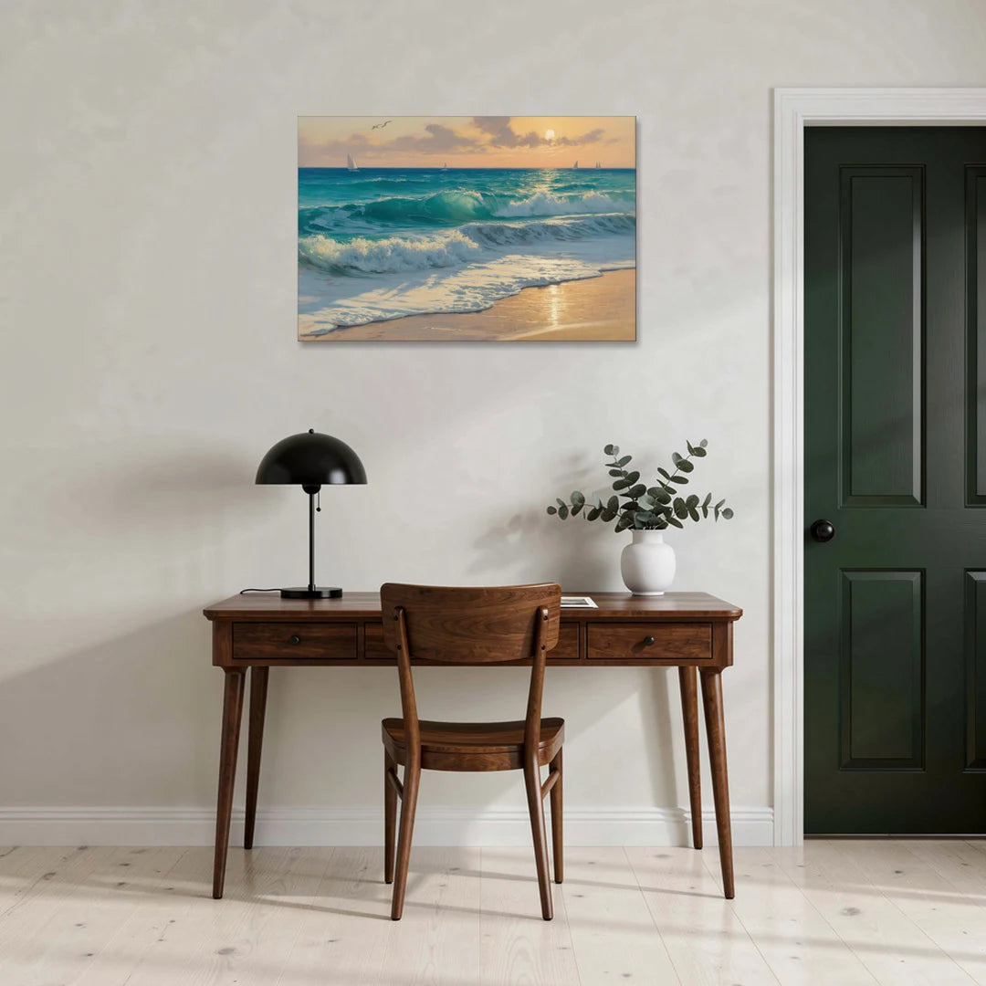 Playa Chac Mool Waves - Canvas Wall Art - Office - 36x24