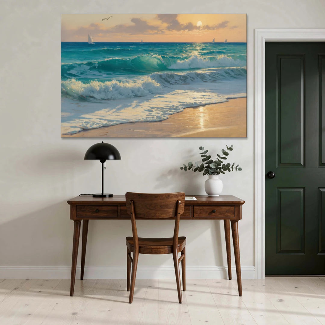 Playa Chac Mool Waves - Canvas Wall Art - Office - 60x40