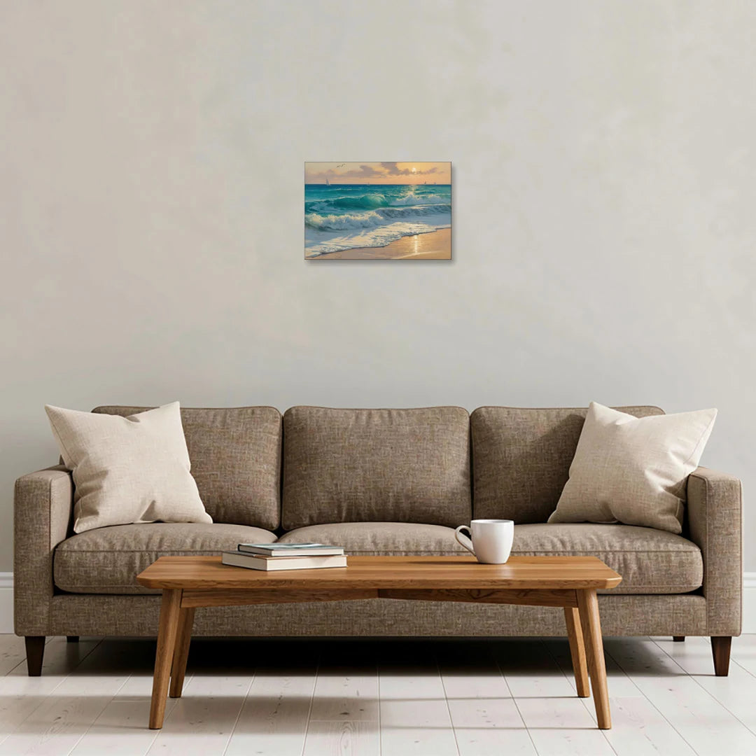 Playa Chac Mool Waves - Canvas Wall Art - Sofa - 18x12