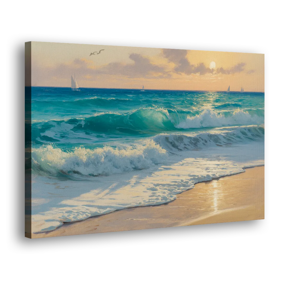 Playa Chac Mool Waves Side - Canvas Wall Art