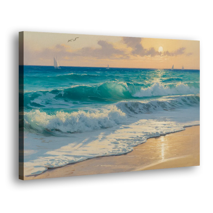 Playa Chac Mool Waves Side - Canvas Wall Art