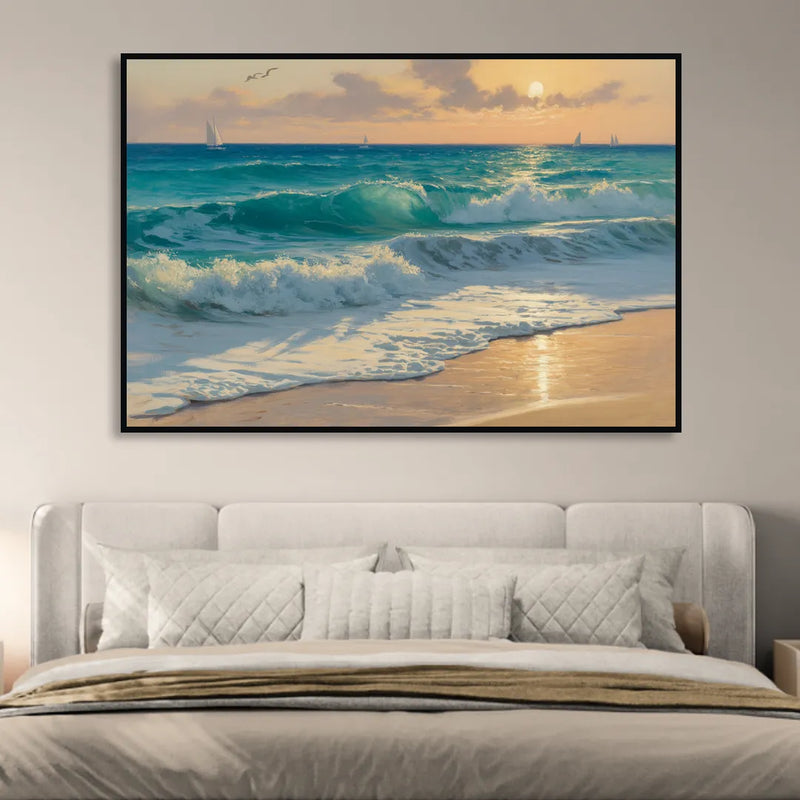 Playa Chac Mool Waves Sitting Room - Black Canvas Wall Art