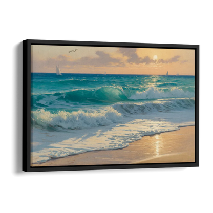 Playa Chac Mool Waves Side - Black Canvas Wall Art