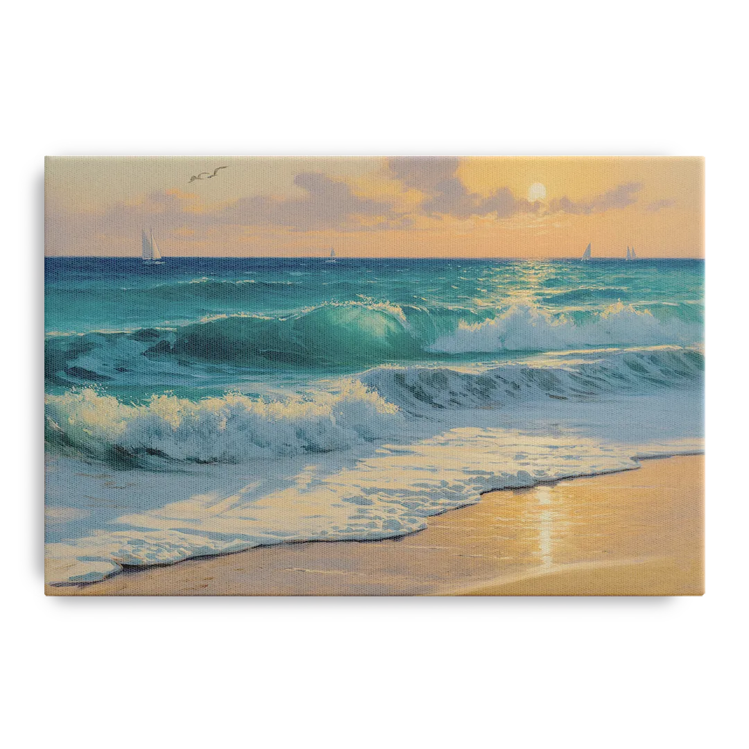 Playa Chac Mool Waves Front - Canvas Wall Art