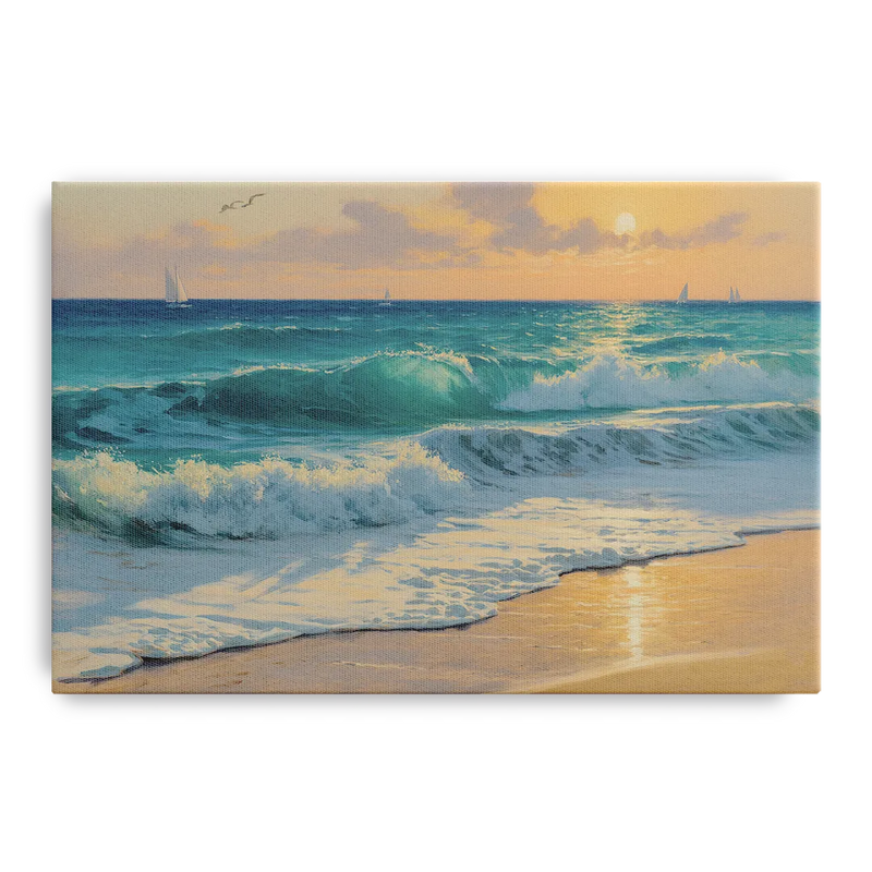 Playa Chac Mool Waves Front - Canvas Wall Art