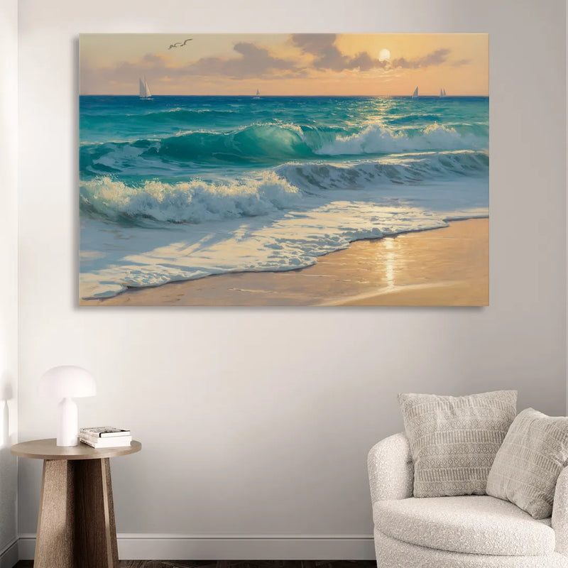 Playa Chac Mool Waves Sitting Room - Canvas Wall Art
