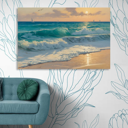 Playa Chac Mool Waves Living Room - Canvas Wall Art